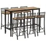 Set mesa alta y taburetes 7 pzas madera maciza mango y metal by , Furniture sets for kitchens and dining rooms - Ref: Foro24-...