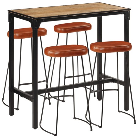 Hocher Tisch-Set und 5-teilige Hocker aus massivem Mangoholz und Metall. von , Möbelsets für Küchen und Esszimmer - Ref: Foro...