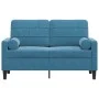 Sofá de 2 plazas con cojines terciopelo azul 120 cm by , Sofas - Ref: Foro24-3278218, Price: 252,81 €, Discount: %