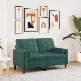 Sofá de 2 plazas con cojines terciopelo verde oscuro 120 cm by , Sofas - Ref: Foro24-3278211, Price: 255,93 €, Discount: %