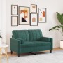 Sofá de 2 plazas con cojines terciopelo verde oscuro 120 cm de , Sofás - Ref: Foro24-3278211, Precio: 260,61 €