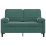 Sofá de 2 plazas con cojines terciopelo verde oscuro 120 cm by , Sofas - Ref: Foro24-3278211, Price: 255,93 €, Discount: %
