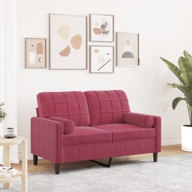 Sofá de 2 plazas con cojines terciopelo rojo tinto 120 cm von , Sofas - Ref: Foro24-3278213, Preis: 246,31 €, Rabatt: %