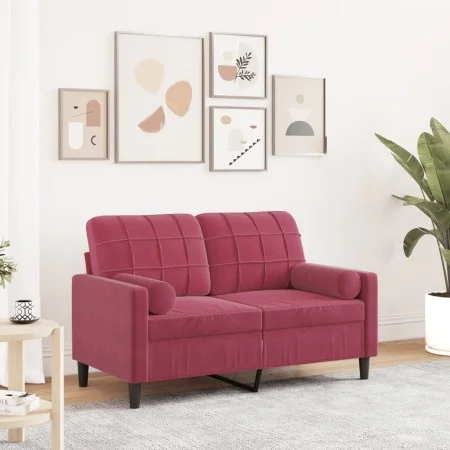 Sofá de 2 plazas con cojines terciopelo rojo tinto 120 cm von , Sofas - Ref: Foro24-3278213, Preis: 241,90 €, Rabatt: %