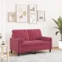 Sofá de 2 plazas con cojines terciopelo rojo tinto 120 cm von , Sofas - Ref: Foro24-3278213, Preis: 241,90 €, Rabatt: %