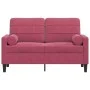 Sofá de 2 plazas con cojines terciopelo rojo tinto 120 cm von , Sofas - Ref: Foro24-3278213, Preis: 241,90 €, Rabatt: %