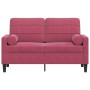 Sofá de 2 plazas con cojines terciopelo rojo tinto 120 cm von , Sofas - Ref: Foro24-3278213, Preis: 246,31 €, Rabatt: %