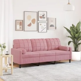 Sofá de 3 plazas con cojines terciopelo rosa 180 cm by , Sofas - Ref: Foro24-3278232, Price: 340,13 €, Discount: %