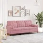 Sofá de 3 plazas con cojines terciopelo rosa 180 cm by , Sofas - Ref: Foro24-3278232, Price: 340,13 €, Discount: %
