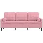 Sofá de 3 plazas con cojines terciopelo rosa 180 cm by , Sofas - Ref: Foro24-3278232, Price: 340,13 €, Discount: %