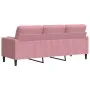Sofá de 3 plazas con cojines terciopelo rosa 180 cm by , Sofas - Ref: Foro24-3278232, Price: 340,13 €, Discount: %