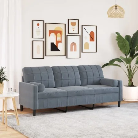 Sofá de 3 plazas con cojines terciopelo gris oscuro 180 cm by , Sofas - Ref: Foro24-3278230, Price: 268,40 €, Discount: %