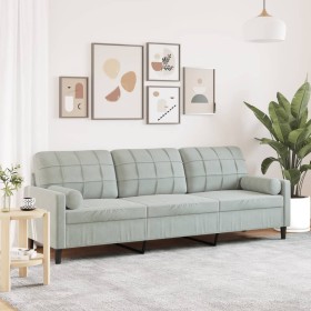 Sofá de 3 plazas con cojines terciopelo gris claro 210 cm von , Sofas - Ref: Foro24-3278239, Preis: 292,51 €, Rabatt: %