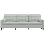 Sofá de 3 plazas con cojines terciopelo gris claro 210 cm by , Sofas - Ref: Foro24-3278239, Price: 292,51 €, Discount: %