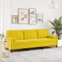 Sofá de 3 plazas con cojines terciopelo amarillo 210 cm by , Sofas - Ref: Foro24-3278245, Price: 289,72 €, Discount: %