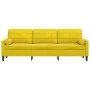Sofá de 3 plazas con cojines terciopelo amarillo 210 cm by , Sofas - Ref: Foro24-3278245, Price: 289,72 €, Discount: %