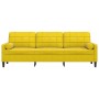 Sofá de 3 plazas con cojines terciopelo amarillo 210 cm by , Sofas - Ref: Foro24-3278245, Price: 294,25 €, Discount: %