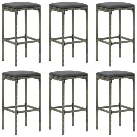 Küchenhocker mit Kissen 6 Einheiten graues synthetisches Rattan von vidaXL, Küchenhocker - Ref: Foro24-313450, Preis: 185,07 ...
