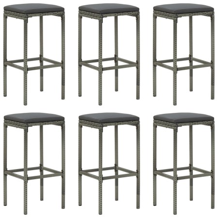 Küchenhocker mit Kissen 6 Einheiten graues synthetisches Rattan von vidaXL, Küchenhocker - Ref: Foro24-313450, Preis: 185,07 ...