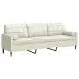 Sofá de 3 plazas con cojines terciopelo color crema 210 cm by , Sofas - Ref: Foro24-3278247, Price: 332,79 €, Discount: %