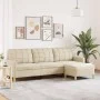 Sofá de 3 plazas con taburete de tela crema 210 cm von , Sofas - Ref: Foro24-3278251, Preis: 365,52 €, Rabatt: %