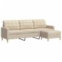 Sofá de 3 plazas con taburete de tela crema 210 cm von , Sofas - Ref: Foro24-3278251, Preis: 371,69 €, Rabatt: %