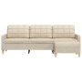 Sofá de 3 plazas con taburete de tela crema 210 cm von , Sofas - Ref: Foro24-3278251, Preis: 371,69 €, Rabatt: %