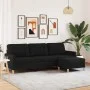 Sofá de 3 plazas con taburete de tela negro 210 cm by , Sofas - Ref: Foro24-3278253, Price: 374,19 €, Discount: %