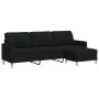 Sofá de 3 plazas con taburete de tela negro 210 cm by , Sofas - Ref: Foro24-3278253, Price: 374,19 €, Discount: %