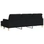 Sofá de 3 plazas con taburete de tela negro 210 cm by , Sofas - Ref: Foro24-3278253, Price: 374,19 €, Discount: %
