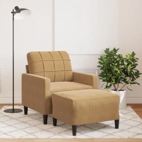 Sillón con taburete terciopelo marrón 60 cm by , Sofas - Ref: Foro24-3278264, Price: 197,62 €, Discount: %