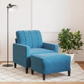 Sessel mit Hocker aus blauem Samt, 60 cm. von , Sofas - Ref: Foro24-3278266, Preis: 197,51 €, Rabatt: %
