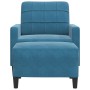 Sessel mit Hocker aus blauem Samt, 60 cm. von , Sofas - Ref: Foro24-3278266, Preis: 200,82 €, Rabatt: %