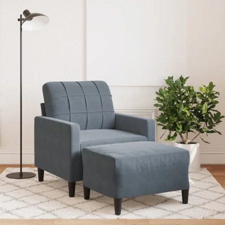 Sillón con taburete terciopelo gris oscuro 60 cm by , Sofas - Ref: Foro24-3278258, Price: 180,00 €, Discount: %