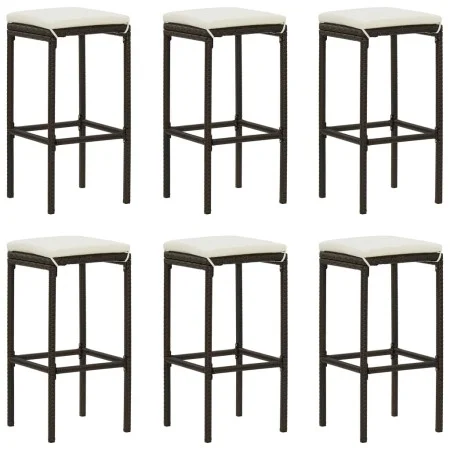 Küchenhocker mit Kissen 6 Stück braunes synthetisches Rattan von vidaXL, Küchenhocker - Ref: Foro24-313448, Preis: 184,20 €, ...