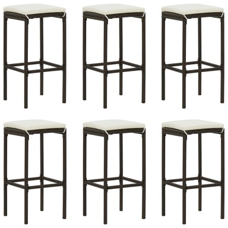 Küchenhocker mit Kissen 6 Stück braunes synthetisches Rattan von vidaXL, Küchenhocker - Ref: Foro24-313448, Preis: 186,49 €, ...