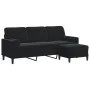 Sofá de 3 plazas con taburete de terciopelo negro 180 cm de , Sofás - Ref: Foro24-3278272, Precio: 308,59 €, Descuento: %
