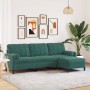 Sofá de 3 plazas con taburete de terciopelo verde oscuro 210 cm by , Sofas - Ref: Foro24-3278279, Price: 396,06 €, Discount: %