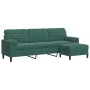 Dreisitzer-Sofa mit dunkelgrünem Samt-Hocker, 210 cm. von , Sofas - Ref: Foro24-3278279, Preis: 373,31 €, Rabatt: %