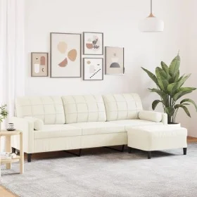 Dreisitzer-Sofa mit cremefarbenem Samt-Hocker, 210 cm. von , Sofas - Ref: Foro24-3278285, Preis: 367,19 €, Rabatt: %