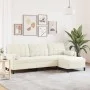 Sofá de 3 plazas con taburete de terciopelo crema 210 cm by , Sofas - Ref: Foro24-3278285, Price: 367,19 €, Discount: %