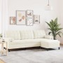 Sofá de 3 plazas con taburete de terciopelo crema 210 cm by , Sofas - Ref: Foro24-3278285, Price: 372,00 €, Discount: %