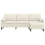 Sofá de 3 plazas con taburete de terciopelo crema 210 cm by , Sofas - Ref: Foro24-3278285, Price: 372,00 €, Discount: %