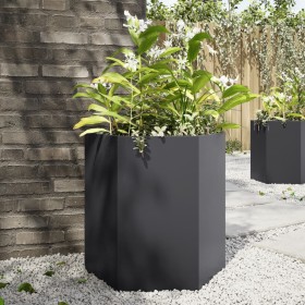 Jardineras hexagonales 2 uds acero negra 46x40x45 cm de , Maceteros y jardineras - Ref: Foro24-851109, Precio: 90,01 €, Descu...