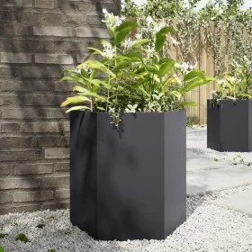 Jardineras hexagonales 2 uds acero negra 46x40x45 cm by , Pots and planters - Ref: Foro24-851109, Price: 86,25 €, Discount: %