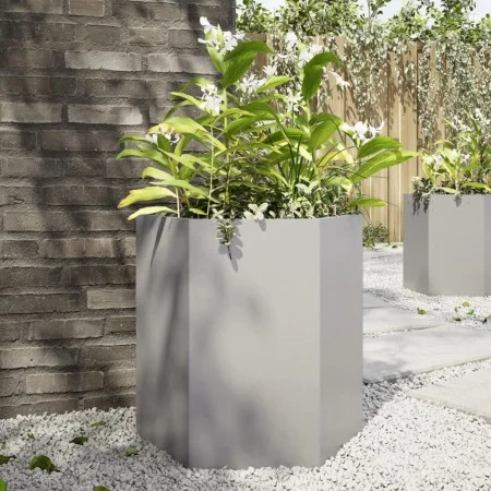 Jardinera hexagonal acero inoxidable 46x40x45 cm by , Pots and planters - Ref: Foro24-851116, Price: 57,77 €, Discount: %