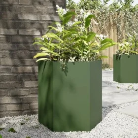 Jardinera hexagonal de acero verde 46x40x45 cm by , Pots and planters - Ref: Foro24-851114, Price: 43,52 €, Discount: %