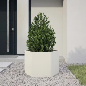 Jardinera hexagonal acero blanco 69x60x45 cm by , Pots and planters - Ref: Foro24-851123, Price: 57,17 €, Discount: %