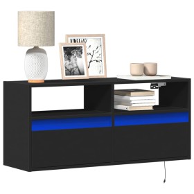 Schwarzer TV-Wandhalter mit LED-Lichtern 100x31x45 cm. von , TV-Möbel - Ref: Foro24-852335, Preis: 74,90 €, Rabatt: %