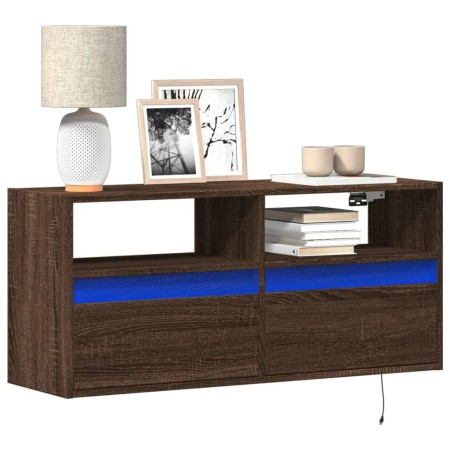 Mueble de TV de pared con luces LED marrón roble 100x31x45 cm by , TV Furniture - Ref: Foro24-852340, Price: 73,52 €, Discoun...